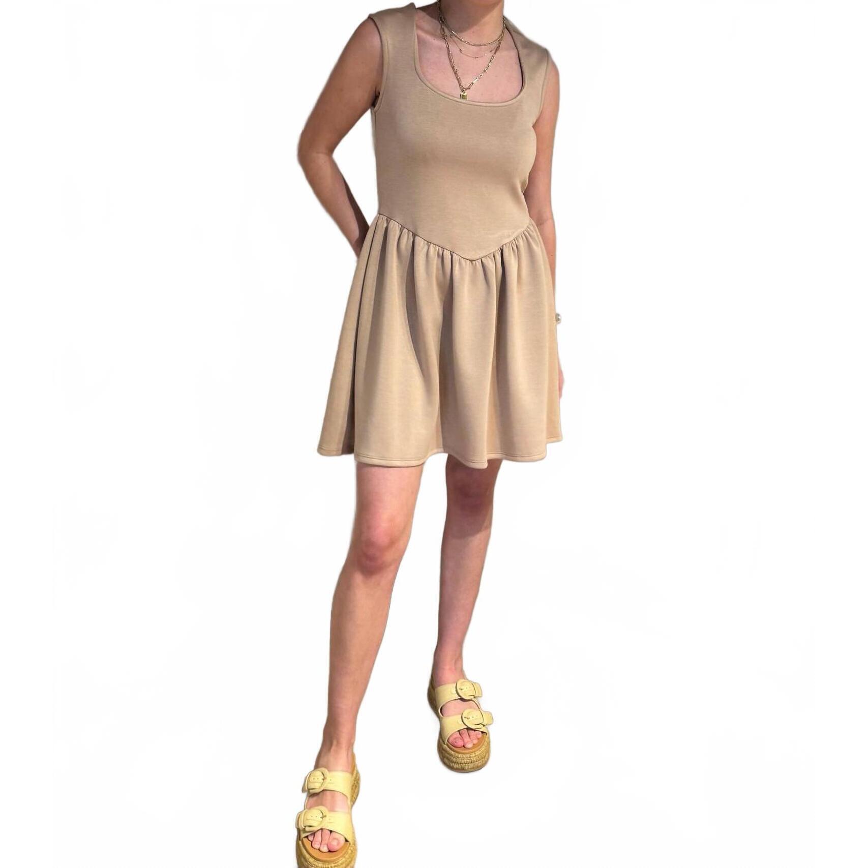 New Kld. Signature Mini Scuba Dress In Tan
